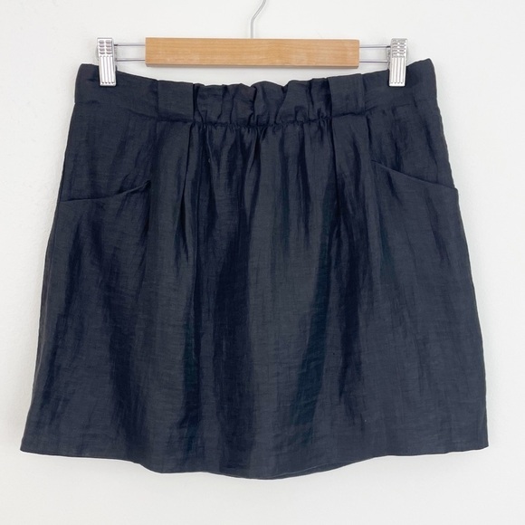 J. Crew Black Linen Charter Mini Skirt Size 2 - Picture 2 of 9